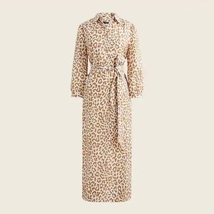 J. Crew Tie Waist Leopard Shirt Dress